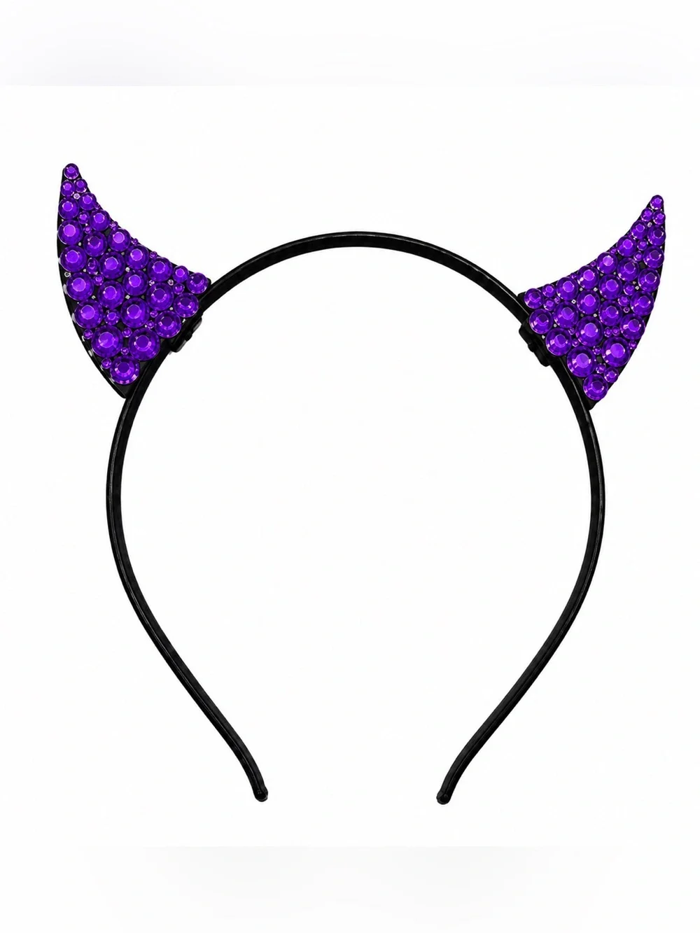 Royal Purple Mini Devil Ears Luxe Crystal Headband Spooky Goth Cute New